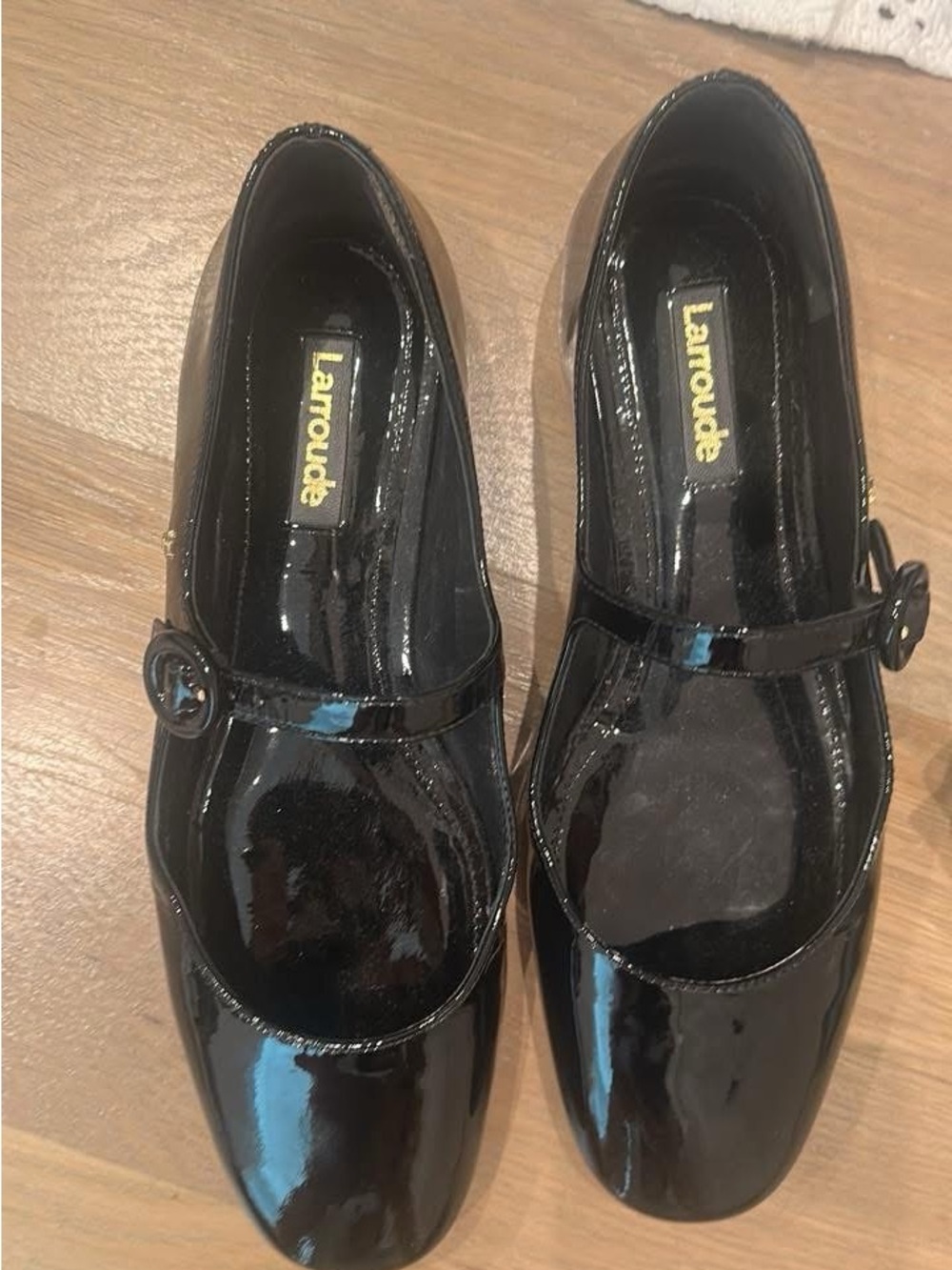 Larroude Black Patent Mary Jane Flats size 6
